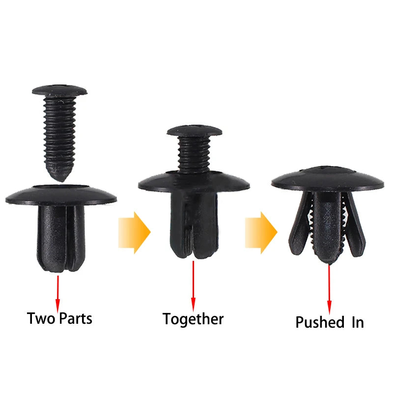 100Pcs 8mm Plastic Push Rivets Fastener Clips for Car Trim Panel Auto Panel Fastener Clips Babs