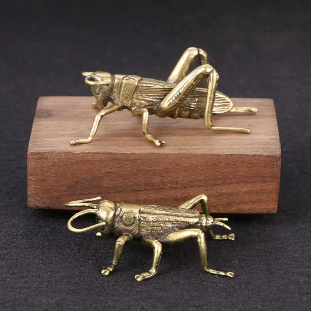 Solid Brass Cricket Figurine – Miniature Home Decor Statue Brass Figurine Babs