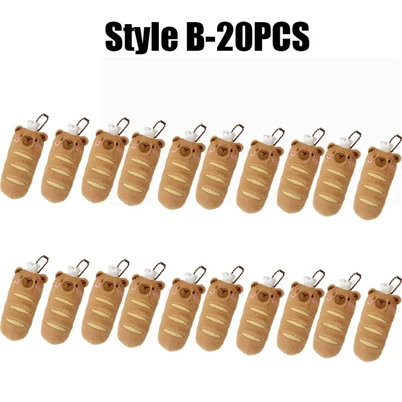Cartoon Capybara Plush Keychain – Stuffed Croissant Pendant