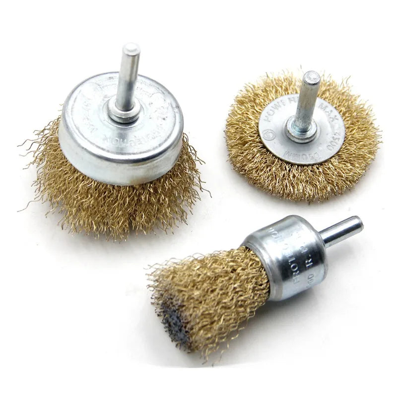 3-Piece Electric Drill Wire Brush Set – Rust Removal & Polish Drill Wire Brush Set Babs