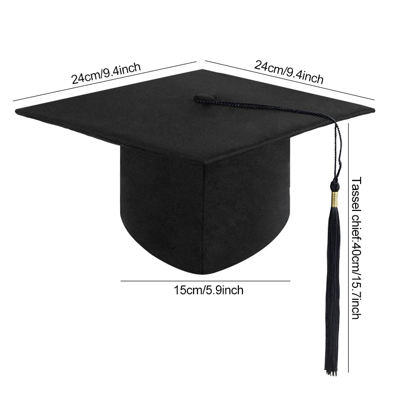 Black Graduation Cap with Tassel – Adult Bachelor & Master Hat Graduation Cap Babs