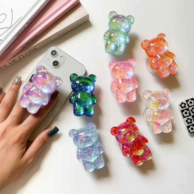 Korean 3D Glitter Bear Phone Grip Tok – Foldable Ring Stand Phone Grip Holder Babs
