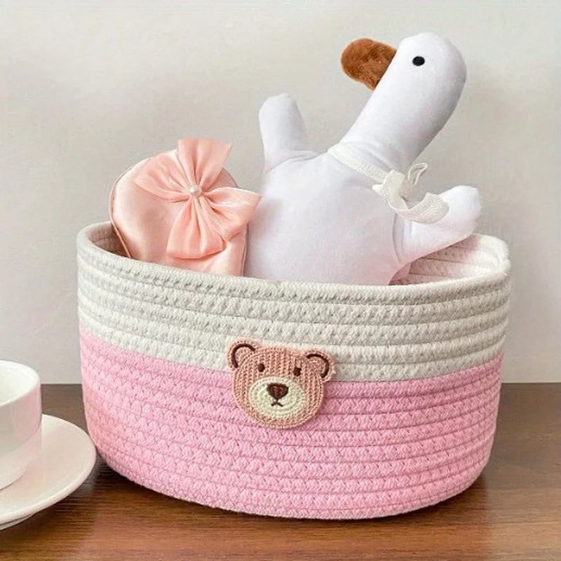 Bear Pattern Baby Room Storage Basket & Desktop Organizer Storage Basket Babs Pink