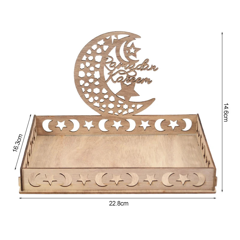 Wooden Eid Mubarak Food Tray – Ramadan Cake Display & Décor Wooden Serving Tray Babs 7