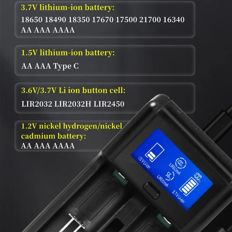 Alasicka Universal Battery Charger – USB, Multi-Type Cells Battery Charger Babs