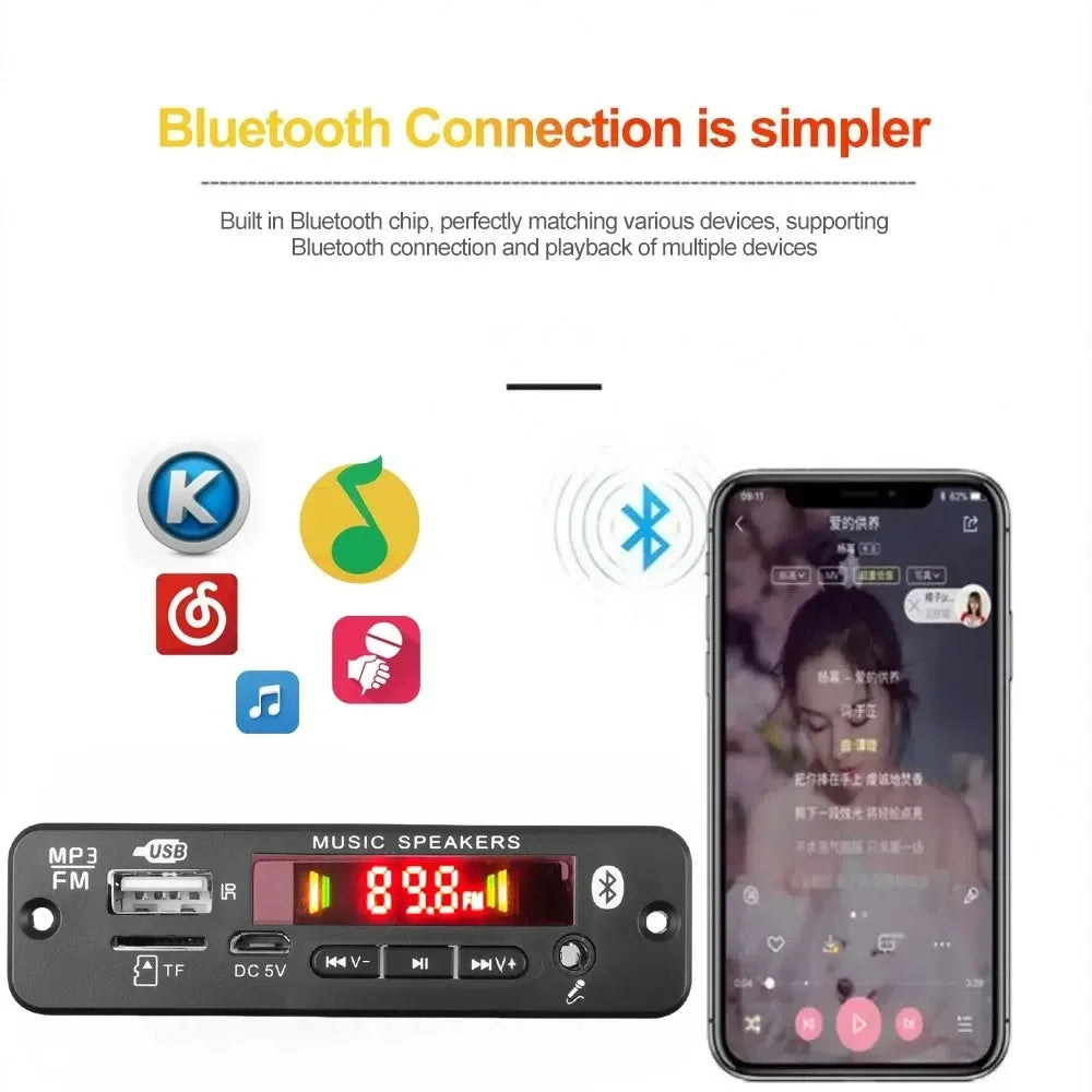 KEBIDUMEI Bluetooth 5.0 MP3 Decoder Board 40W Amplifier FM Radio MP3 Amplifier Board Babs