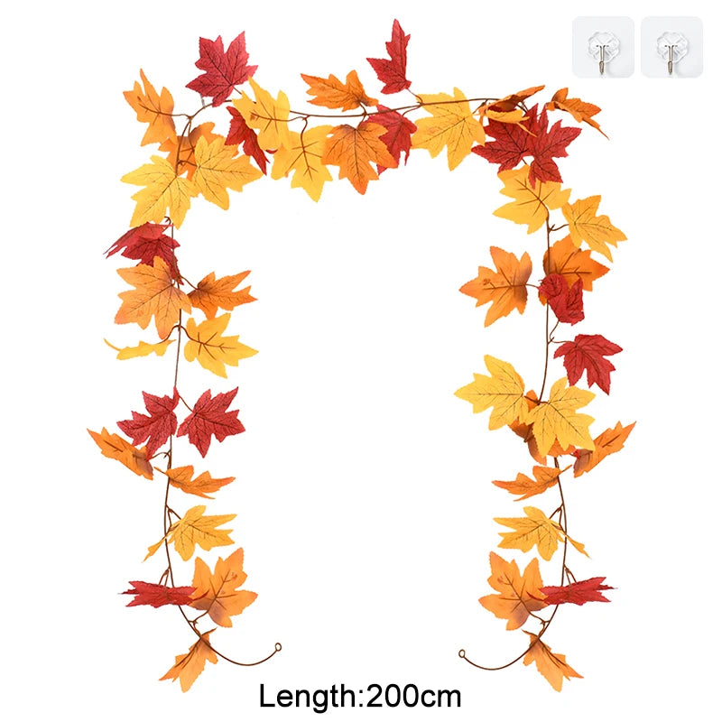 Artificial Maple Leaf Pumpkin Garland – Fall Autumn Decor Artificial Fall Garland Babs C