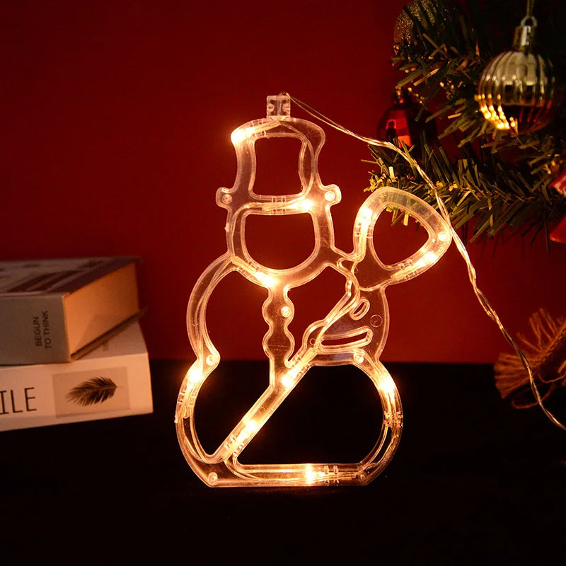 Christmas LED Snowflake Santa Deer Window Sucker Lamp Ornament Christmas LED Ornament Babs Snowman