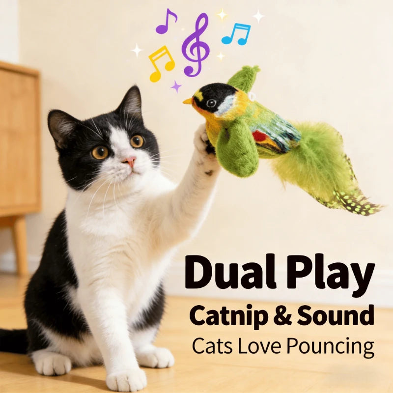 Interactive Cat Bird Toy – Catnip, Feathers & Motion Sound Interactive Cat Toy Babs