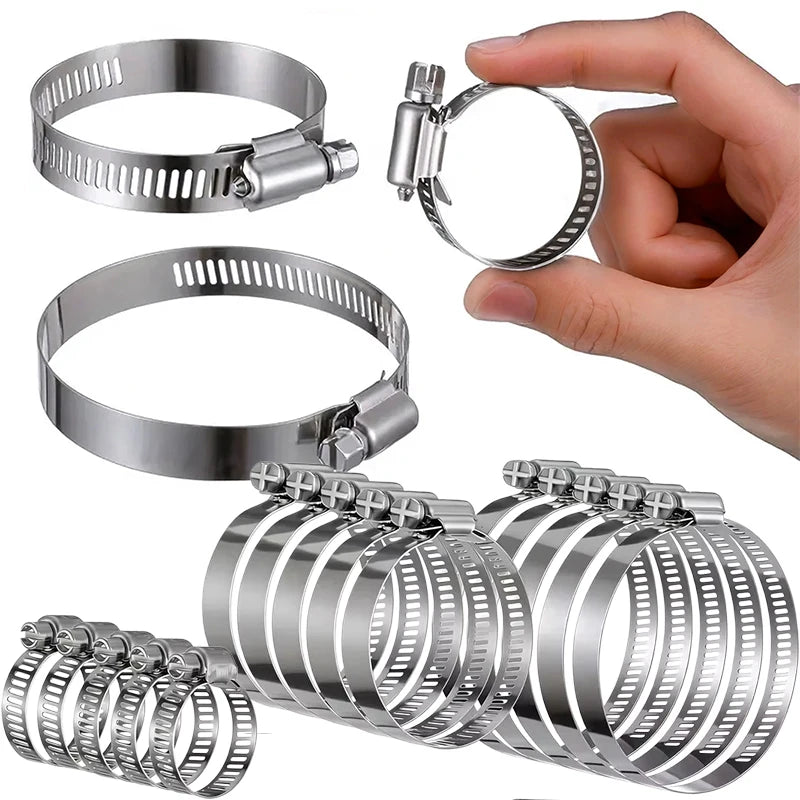 25Pcs Stainless Steel Hose Clamps Kit – Worm Gear Adjustable Hose Clamp Kit Babs 25Pcs
