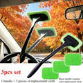 3-Piece Car Window Cleaning Wand Set with 2 Replacement Cloths Car Window Cleaning Set Babs green