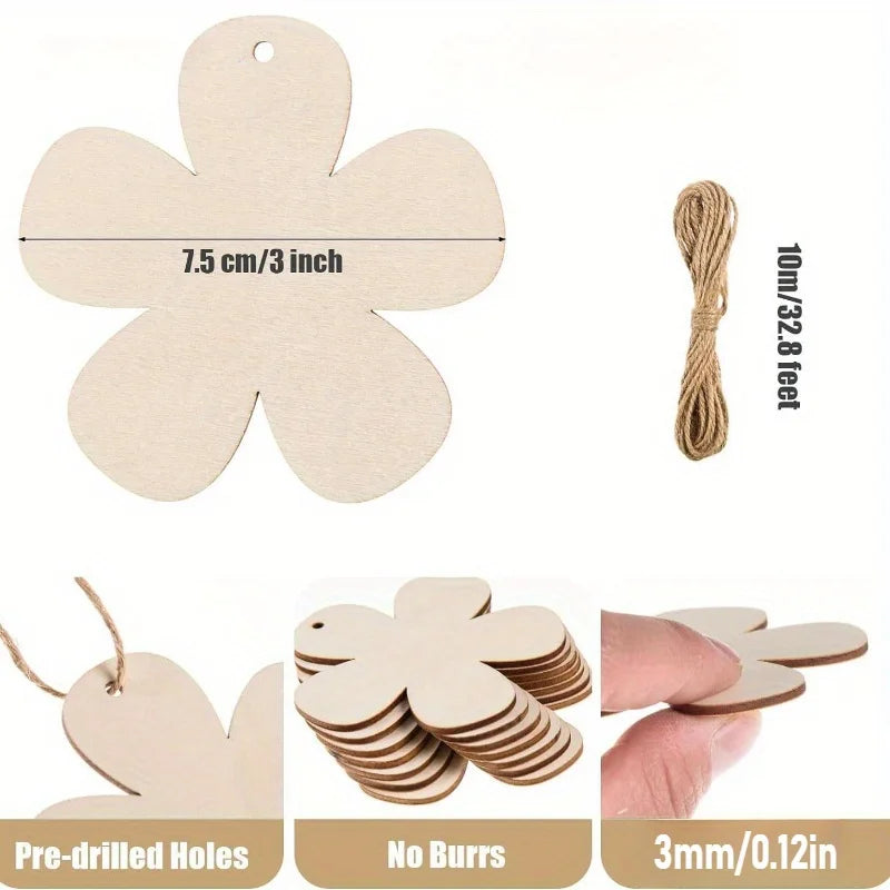 Wooden Flower Shape Set – DIY Crafts, Coasters & Holiday Decor Wood Craft Kit Babs