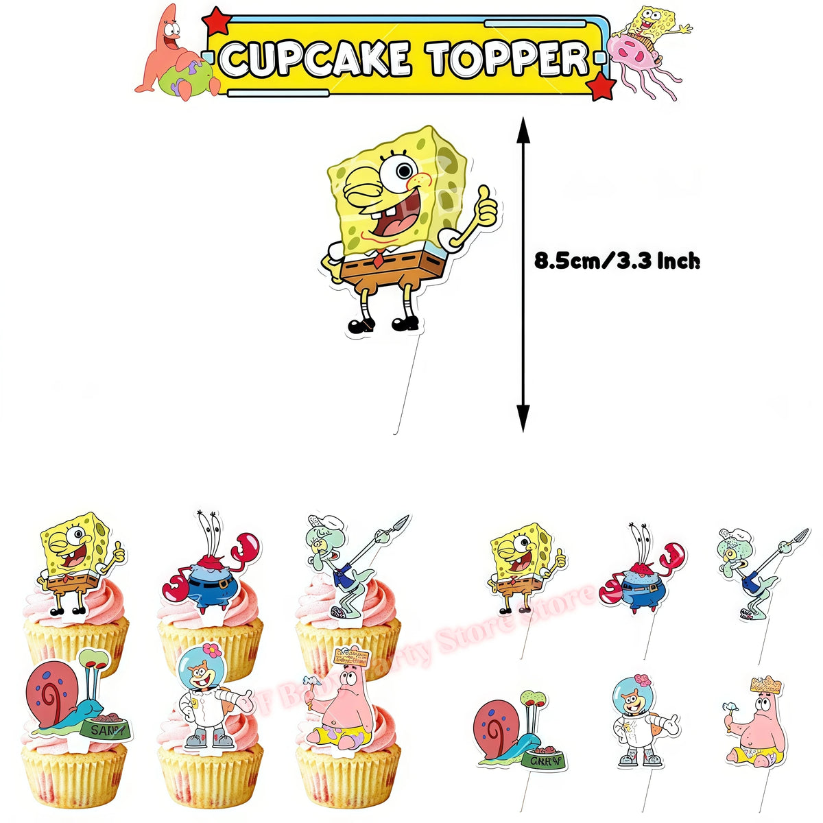 Cartoon Kids Birthday Party Decoration Set – Balloons, Backdrop & More Kids Party Decoration Set Babs 12pcs cupcake topper