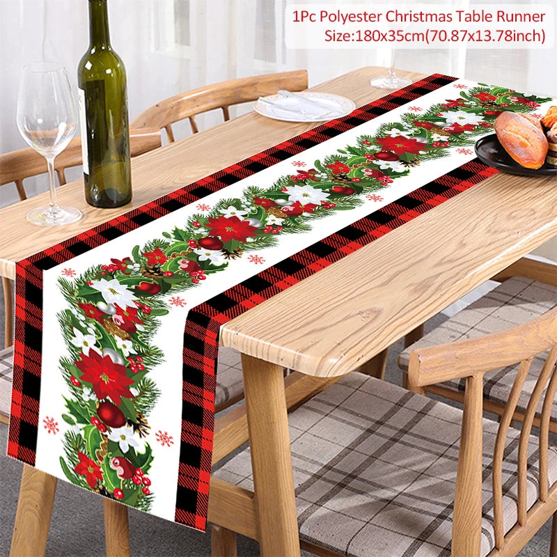 Christmas Table Runner – Festive Xmas Polyester Home Décor Christmas Table Runner Babs Style2