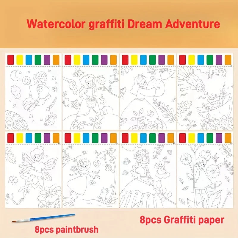 Art Set – 8 Brushes, 8 Papers & 6 Paint Colors | DIY Student Kit Art Craft Kit Babs princess