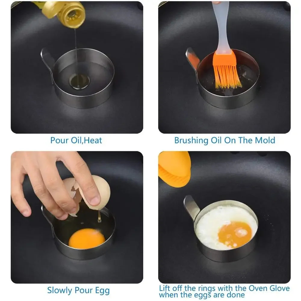 304 Stainless Steel Egg & Pancake Ring Mold with Handle Egg & Pancake Ring Babs