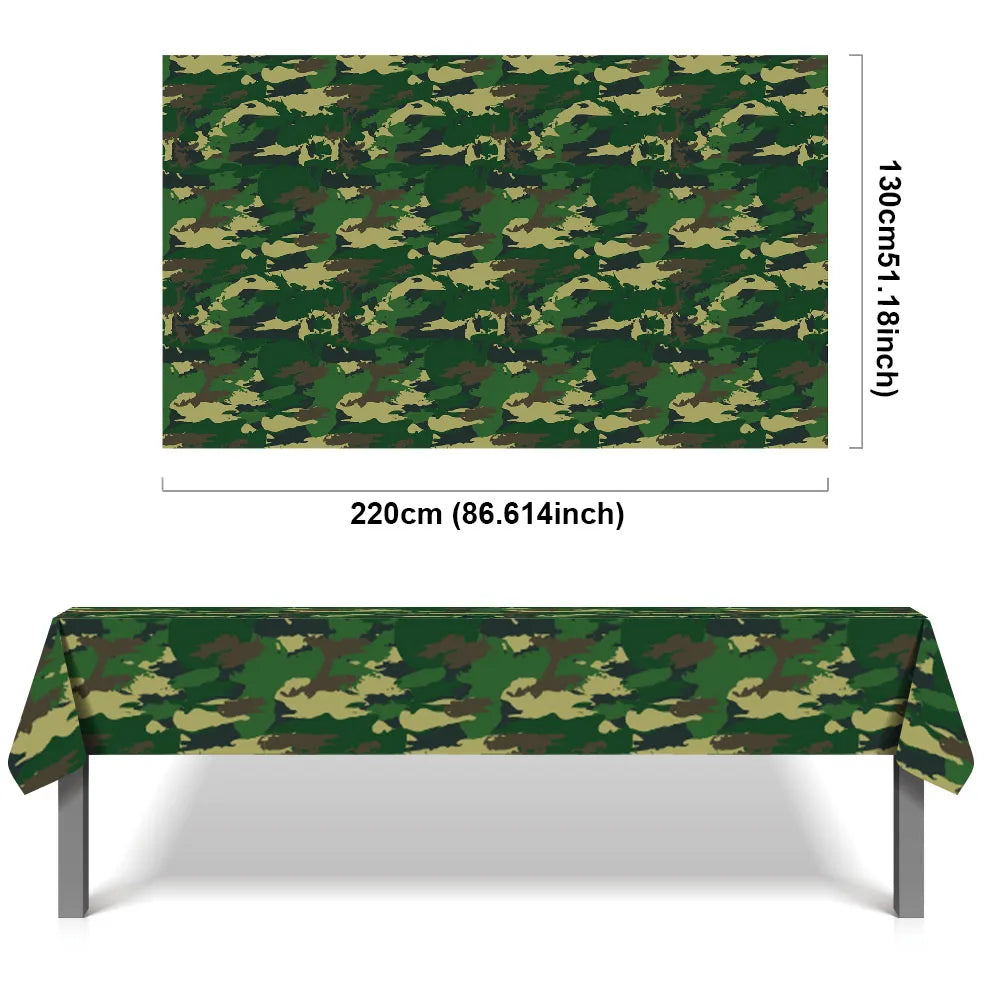 Military Camo Party Supplies – Plates, Cups & Balloons Set