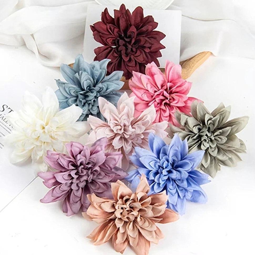 Silk Rose Dahlia Flower Heads for Wedding & DIY Decor Artificial Silk Flowers Babs