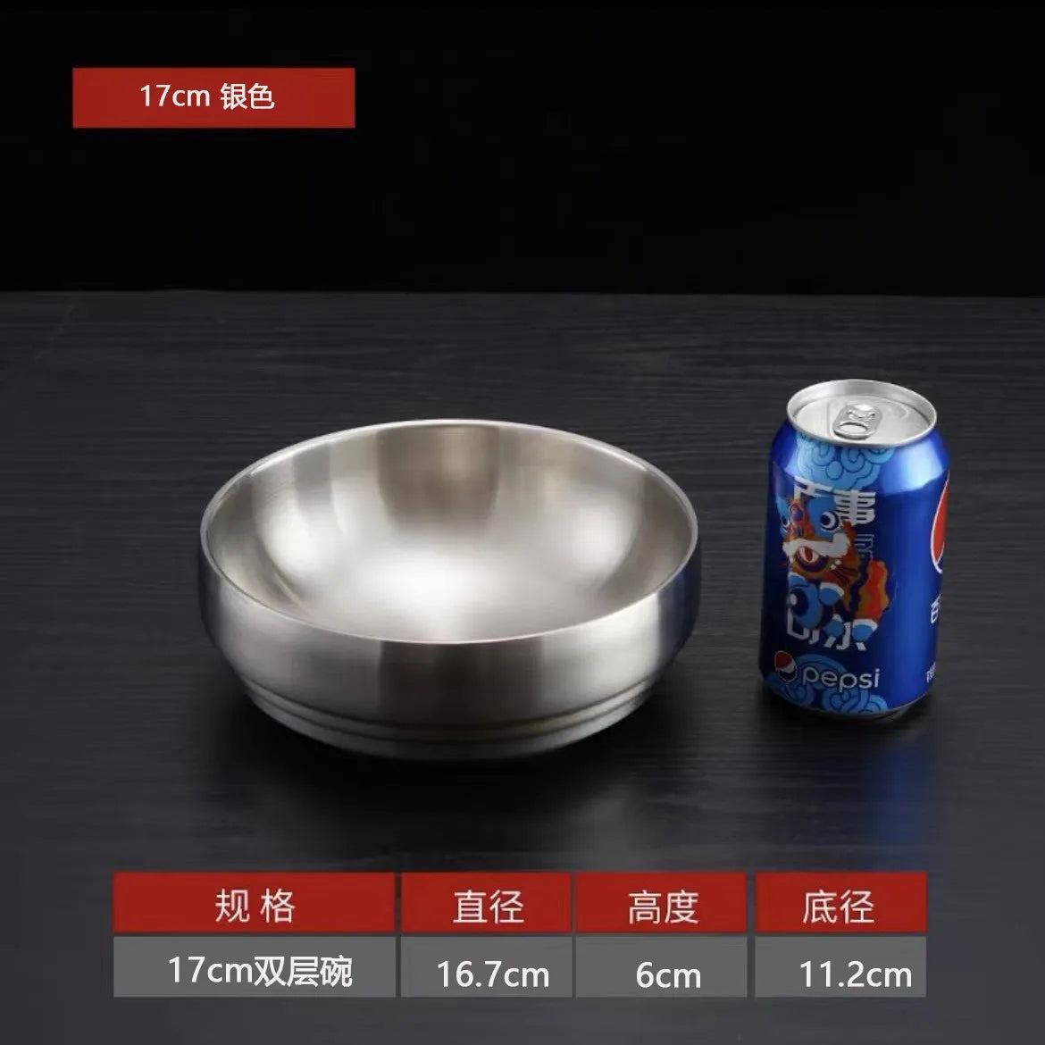 304 Stainless Steel Double Layer Korean Ramen & Salad Bowl Stainless Steel Bowl Babs Silver-1