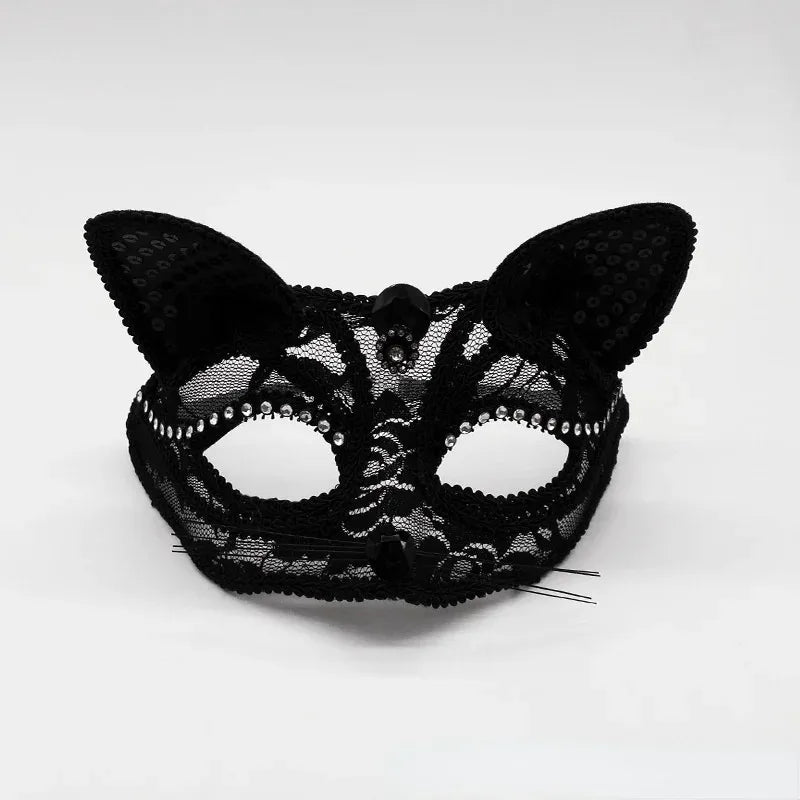 10pcs Halloween Cat Fox Lace Half Face Masks Costume Party Costume Party Masks Babs