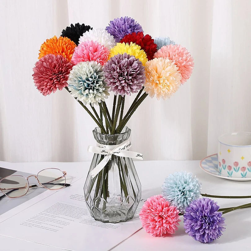Artificial Silk Dandelion Hydrangea Flowers – Wedding & Home Décor Artificial Flower Set Babs