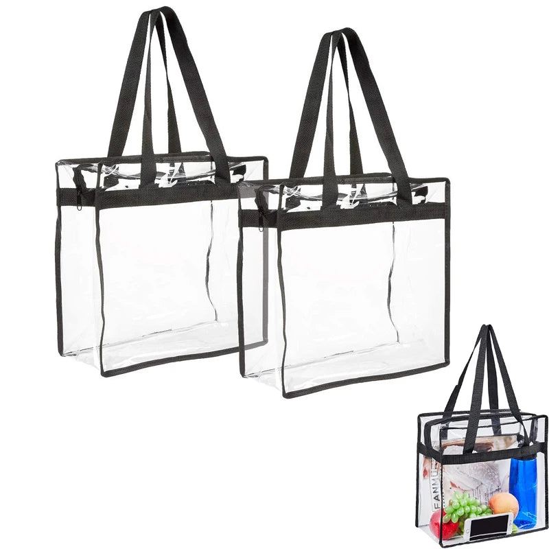 Clear PVC Tote Bag – Large Waterproof Zipper Shoulder Bag Clear PVC Tote Bag Babs