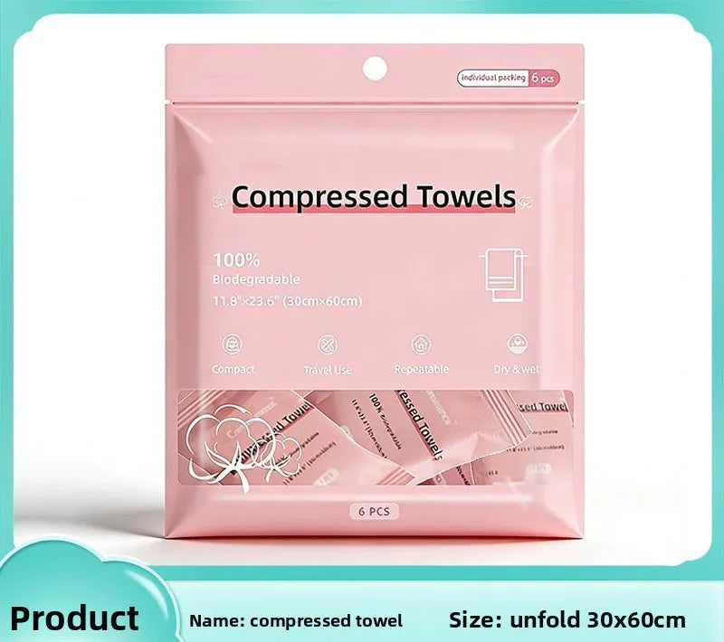 Disposable Compressed Towels Candy Pack – Portable Travel Wipes Disposable Compressed Towels Babs Pink 6pcs