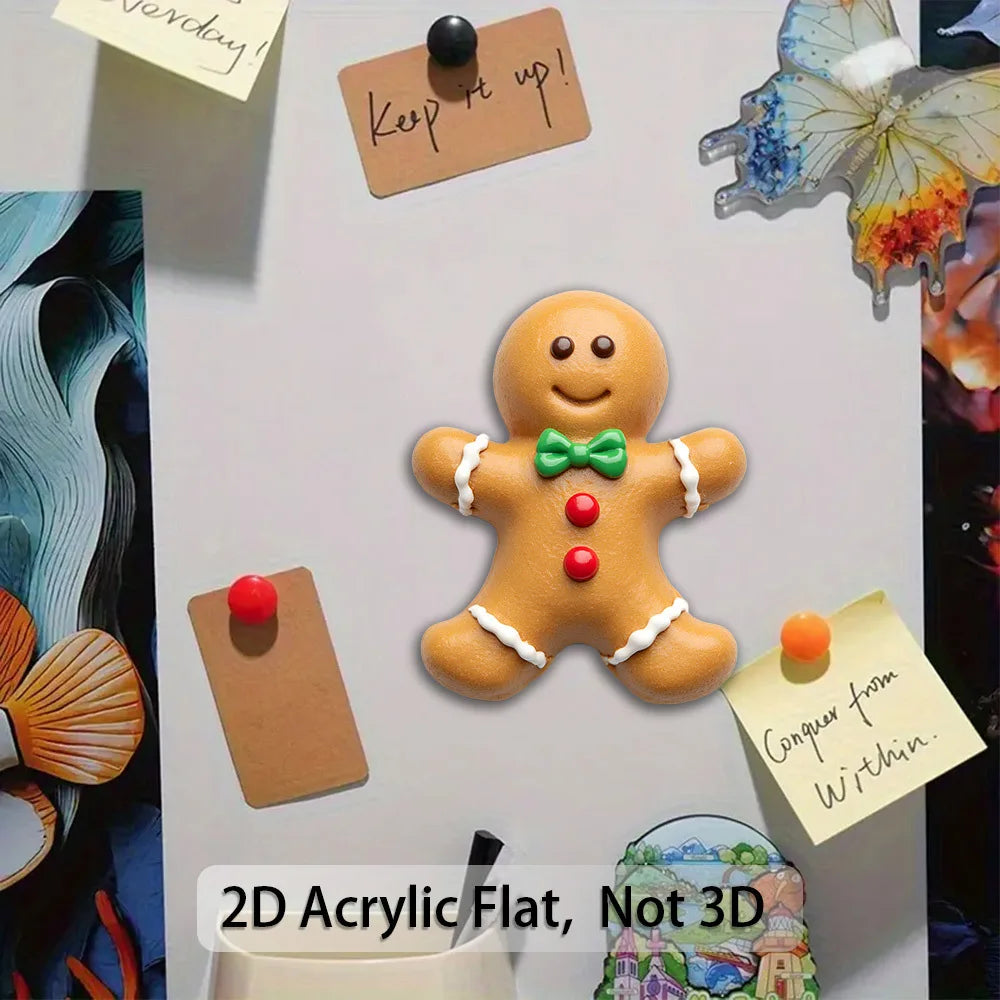 Gingerbread Man Fridge Magnet – Acrylic Xmas Decor Gift Fridge Magnet Babs