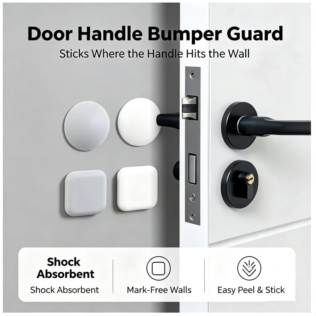 3-Pack Silicone Door Handle Bumpers – Self-Adhesive Wall Protector Door Bumper Pads Babs