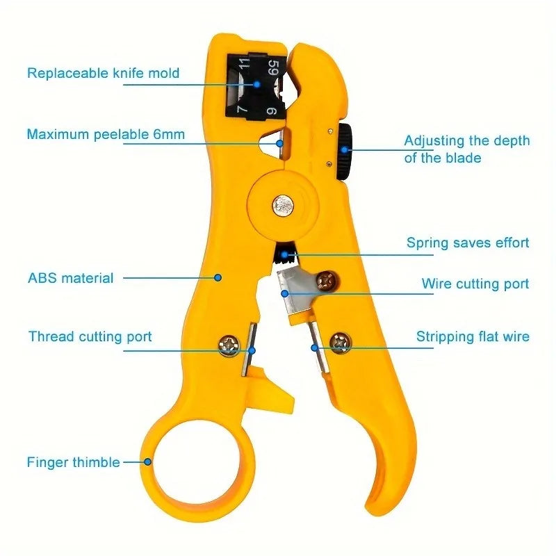 Coaxial Cable Stripper & Cutter – RG59 RG6 RG11 UTP/STP Cable Stripper Tool Babs