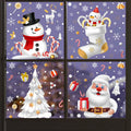 Christmas Window Stickers Santa Snowman Static Glass Decals Holiday Window Stickers Babs Set2-4Sheets