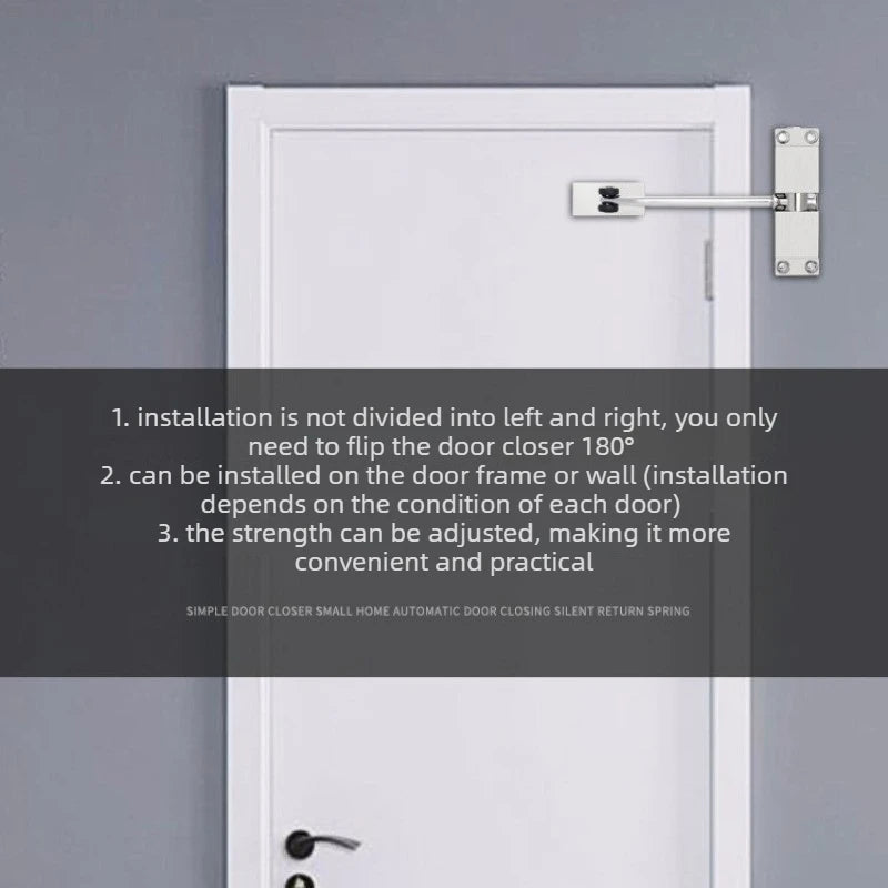 Silent No-Drill Automatic Door Closer – Spring Return Zinc Alloy Door Closer Babs