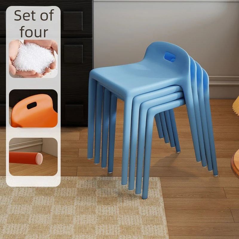 Modern Stackable Plastic Stool – Minimalist Bedroom & Living Room Stackable Plastic Stool Babs Blue