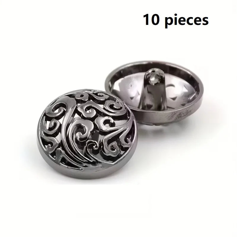 10 Retro Hollowed Metal Shank Buttons 15/25mm – DIY Sewing Decorative Sewing Buttons Babs gunmetal 1.5cm