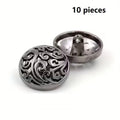 10 Retro Hollowed Metal Shank Buttons 15/25mm – DIY Sewing Decorative Sewing Buttons Babs gunmetal 1.5cm