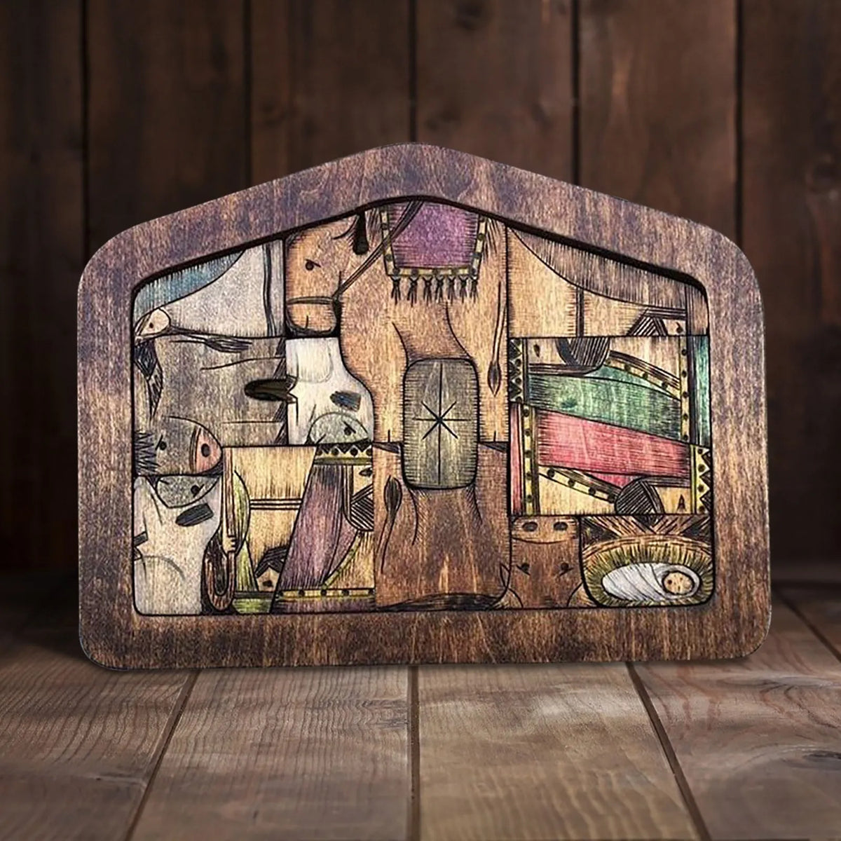 Wooden Nativity Puzzle – Wood-Burned Jesus Figurine Décor Nativity Puzzle Figurine Babs