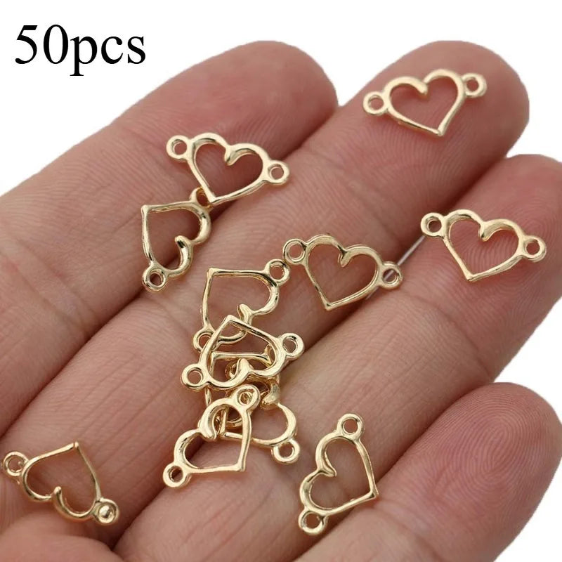 50pcs Silver Plated Heart Charm Connectors – Jewelry Making Jewelry Charm Connectors Babs Golden