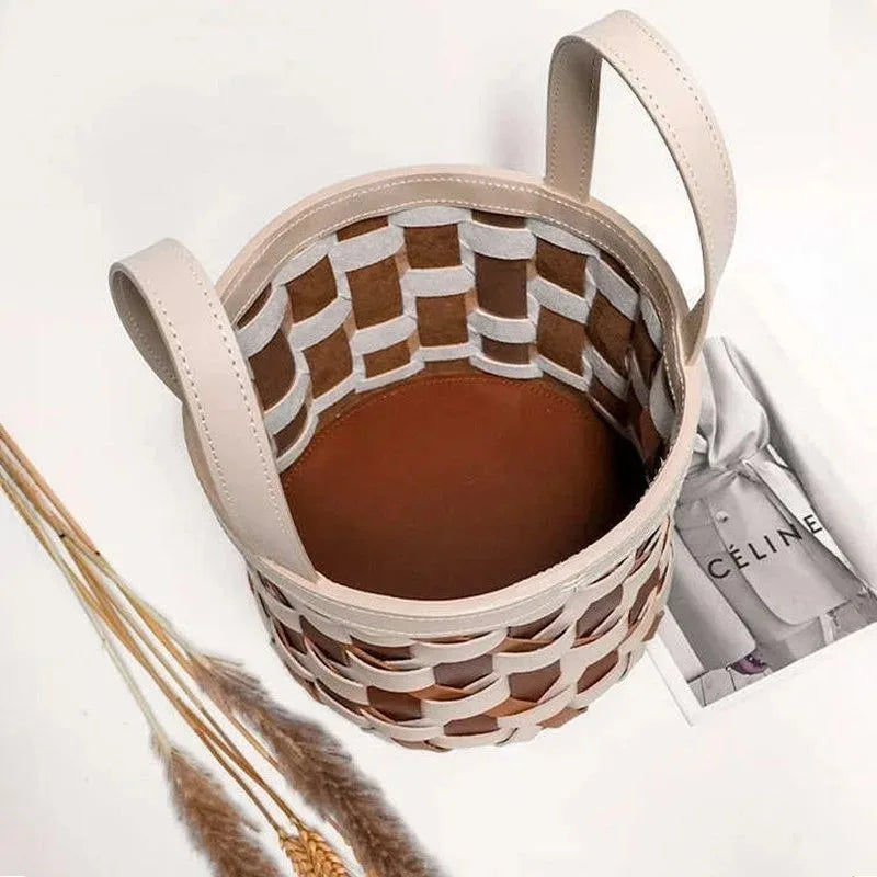 Large Leather Laundry Basket – Woven Storage Organizer Laundry Storage Basket Babs