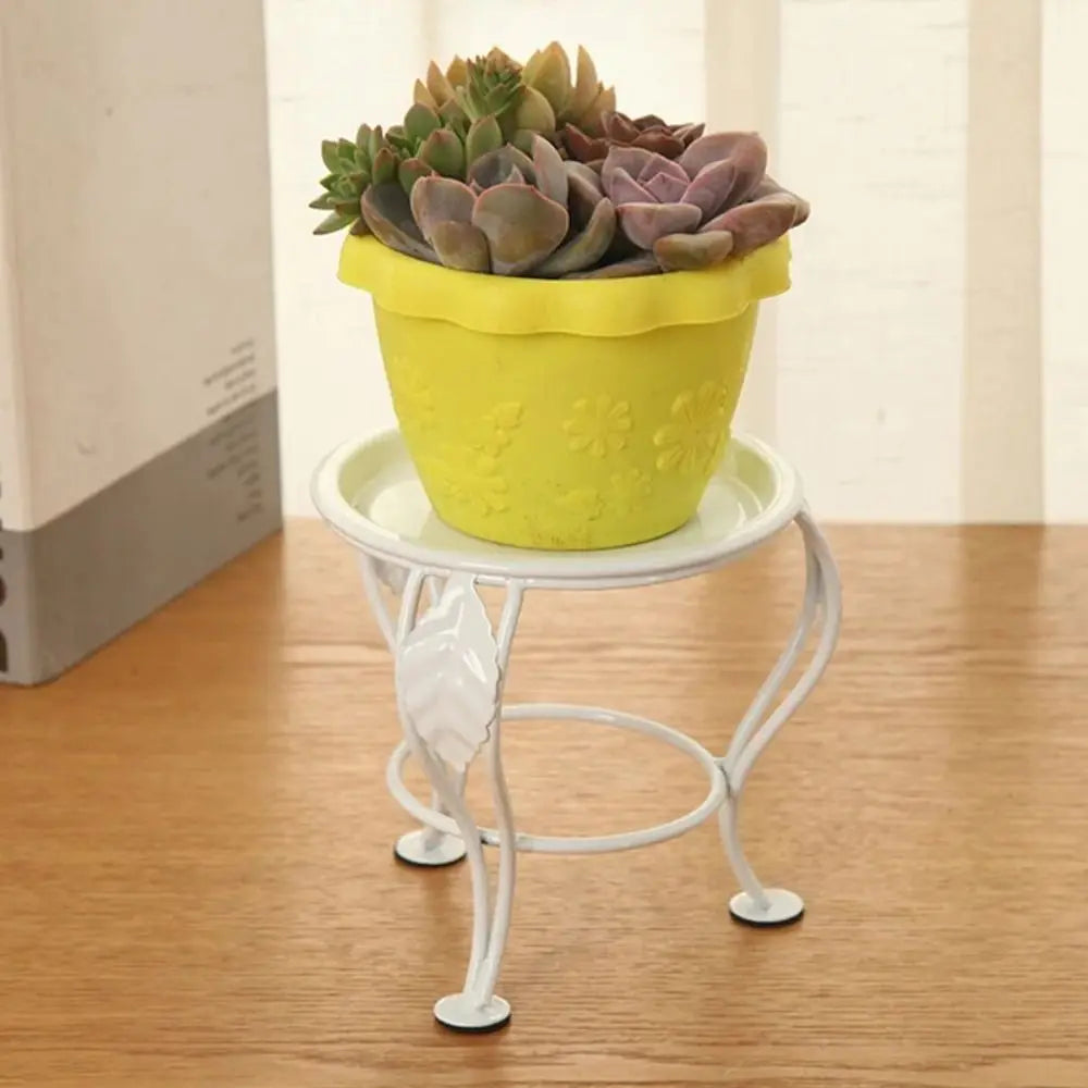 Mini Iron Three-Legged Plant Stand – Black & White Flower Rack Plant Stand Babs