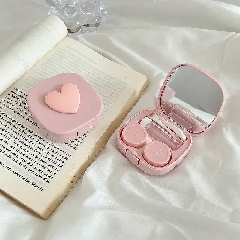Heart Contact Lens Case with Mirror – Cute Travel Kit Contact Lens Case Babs