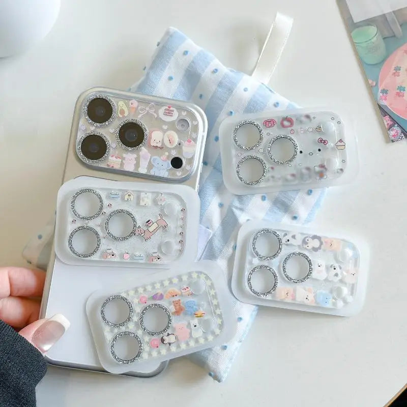 Cartoon Glitter Camera Lens Protector Tempered Glass Cover Camera Lens Protector Babs