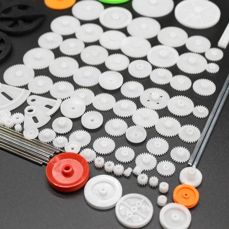 105pcs Plastic Gear Set – Worm, Rack, Pulley & Belt DIY Kit Plastic Gear Set Babs