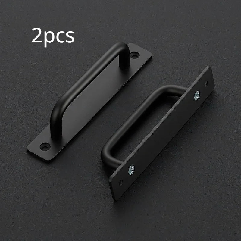 2pcs Black Aluminum Barn Door Handles – Sliding Door Pull Set Door Pull Handles Babs Black