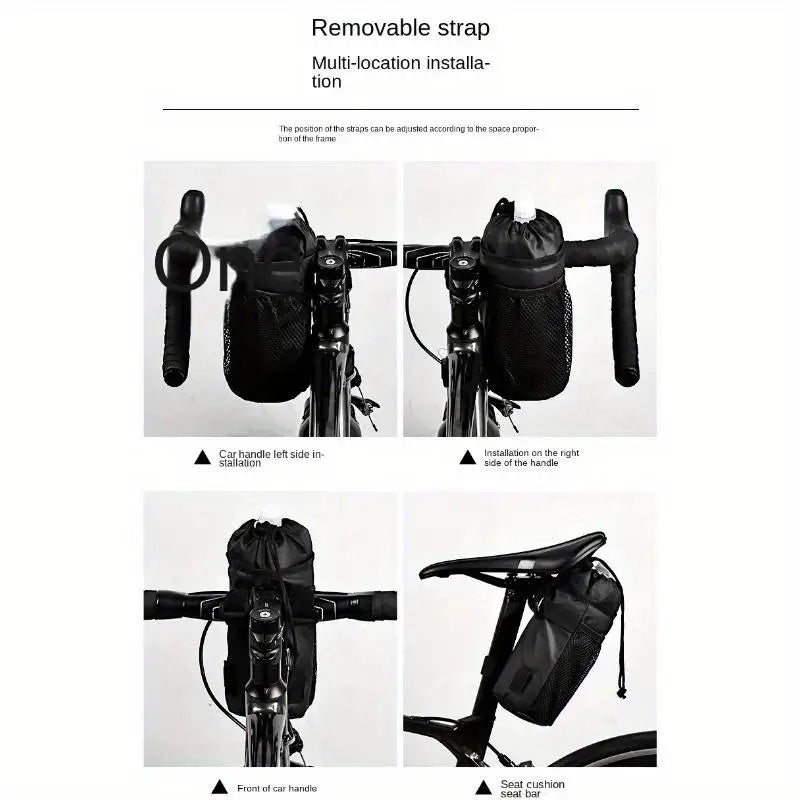 Bike Handlebar Stem Thermal Bag with Mesh Pocket & Cup Holder Cycling Handlebar Bag Babs
