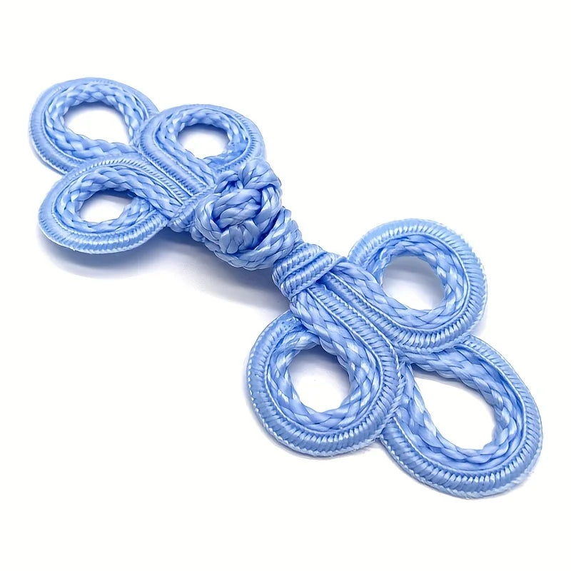 Hand-Woven Polyester Plate Buckle Buttons for Cheongsam & DIY Decorative Sewing Buttons Babs Blue
