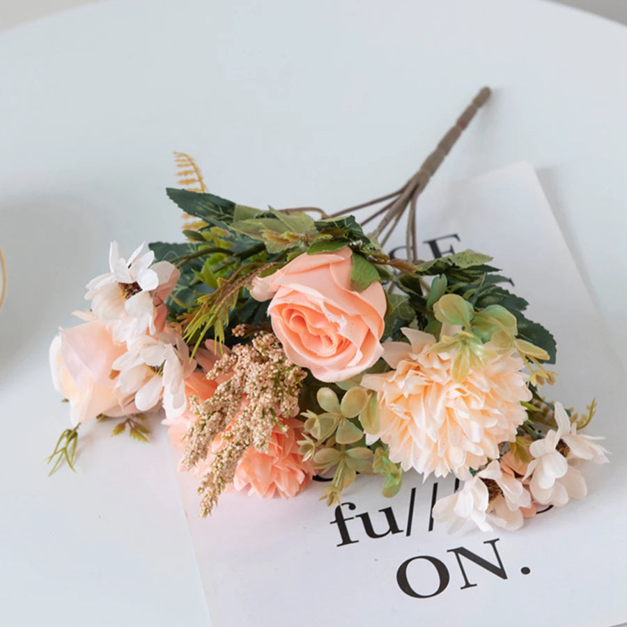 Silk Rose & Chrysanthemum Artificial Bouquet – 2/4pcs Artificial Flower Bouquet Babs color 5 2 pcs