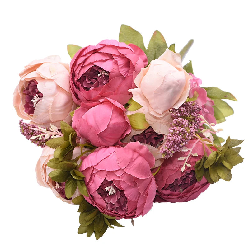 Silk Artificial Peony Bouquet 13 Heads – Wedding & Home Décor Artificial Flower Bouquet Babs