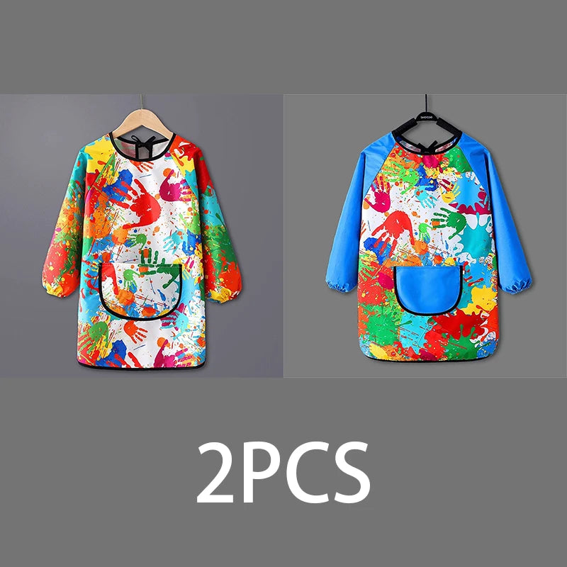 Kids Waterproof Long Sleeve Art Apron – PVC Paint Smock Kids Art Apron Babs 2pcs Multi Blue XXL(L)