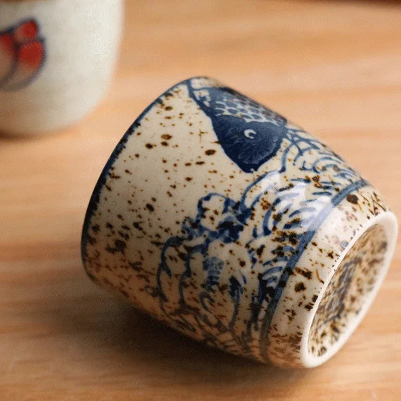 Japanese Ceramic Sake Cup Retro 50ml | Antique Style Drinkware Ceramic Sake Cup Babs