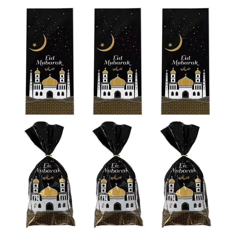 100pcs Eid Mubarak Candy Bags – Ramadan Party Gift Supplies Party Gift Bags Babs